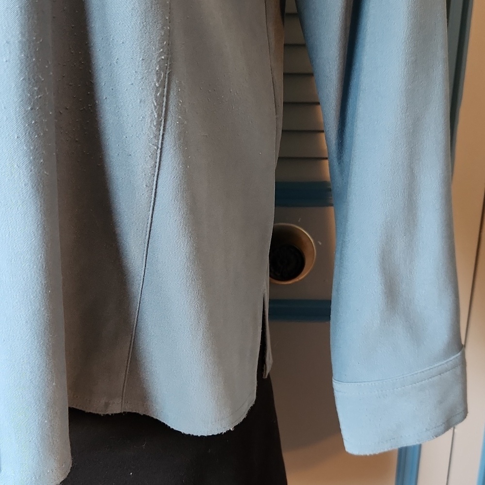 Petite Sophisticate Teal Button-Down Blouse - Picture 8 of 13